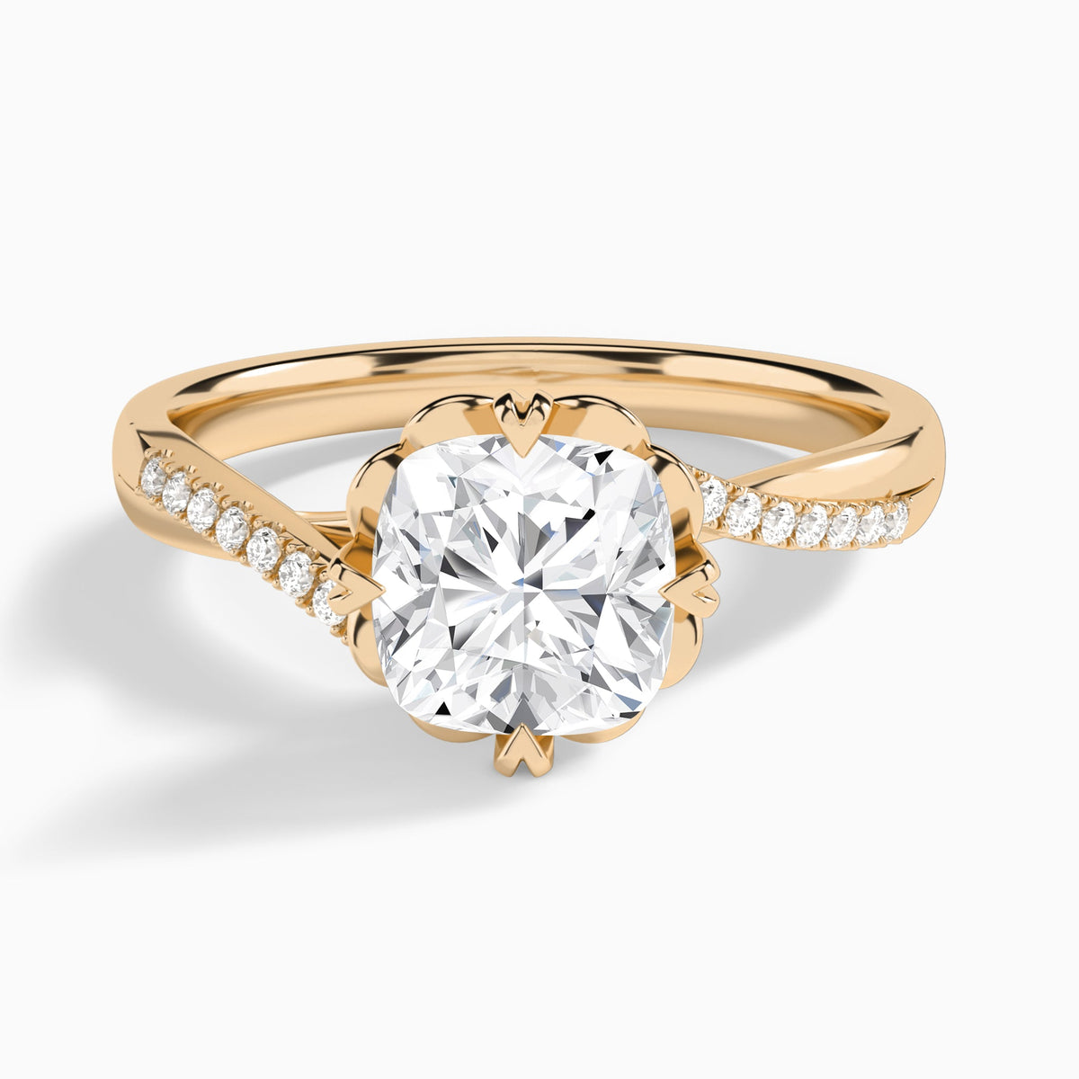 Cushion Norah Lab Grown Diamond Engagement Ring In 14K Rose Gold - Lucenjuri