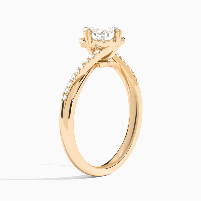 Cushion Norah Lab Grown Diamond Engagement Ring In 14K Rose Gold, Angle View