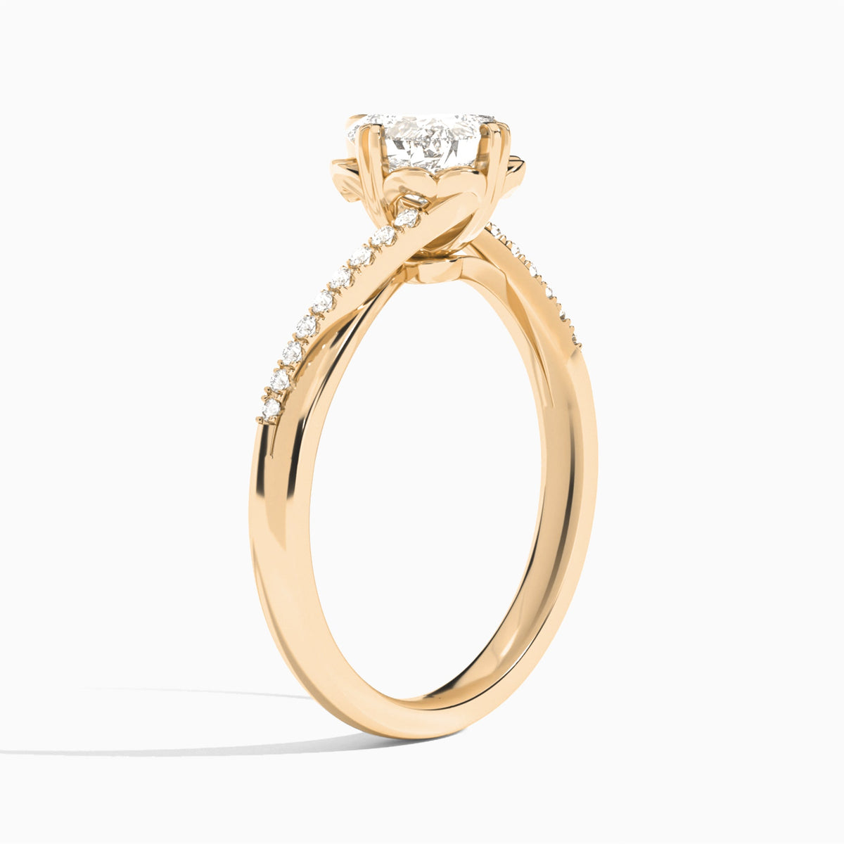 Cushion Norah Lab Grown Diamond Engagement Ring In 14K Rose Gold, Angle View