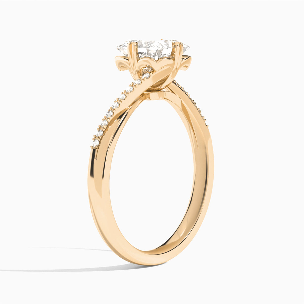 Princess Norah Lab Grown Diamond Engagement Ring In 14K Rose Gold, Angle View