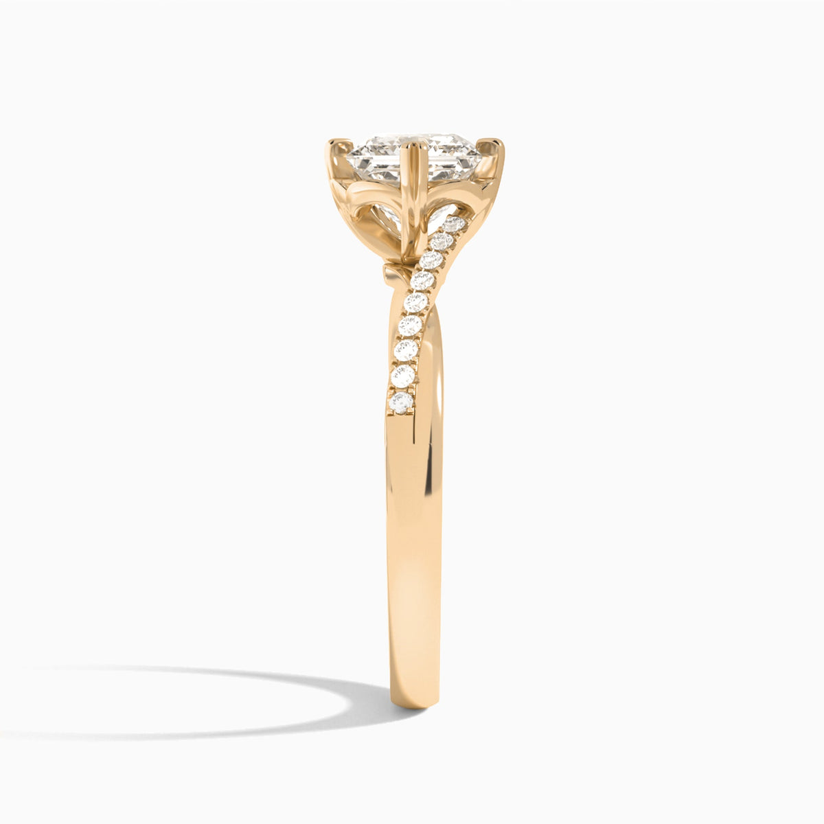 Princess Norah Lab Grown Diamond Engagement Ring In 14K Rose Gold, Side View
