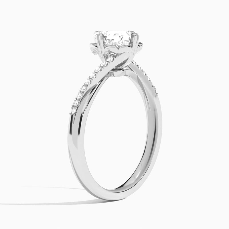 Asscher Norah Lab Grown Diamond Engagement Ring In 14K White Gold, Angle View