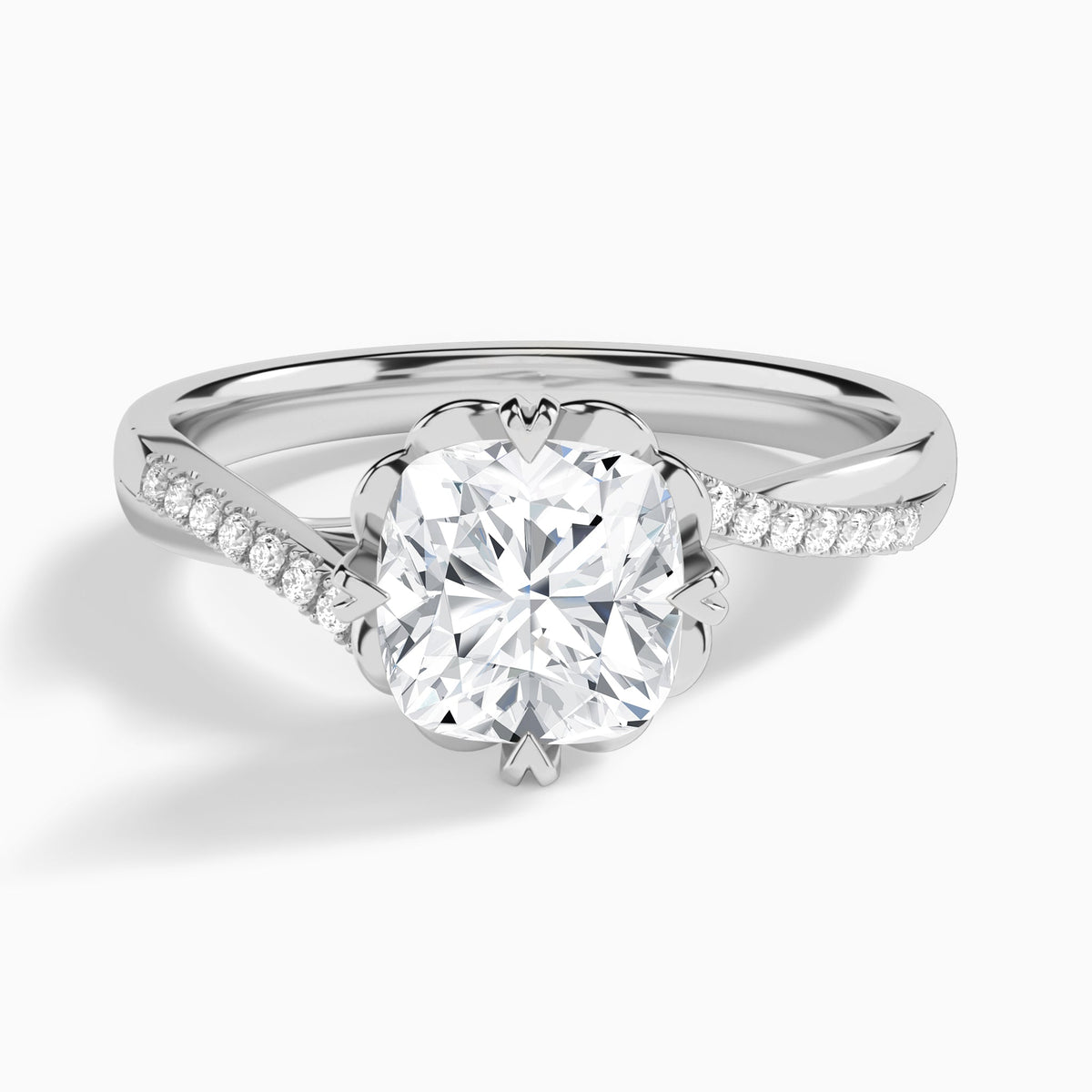 Cushion Norah Lab Grown Diamond Engagement Ring In 14K White Gold - Lucenjuri