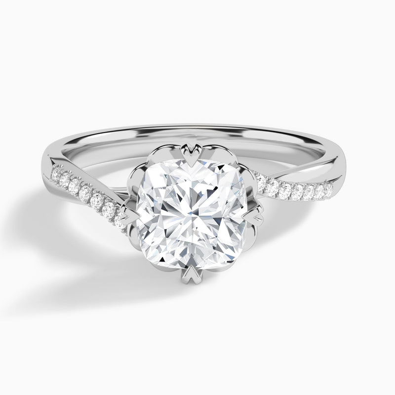 Cushion Norah Lab Grown Diamond Engagement Ring In 18K White Gold - Lucenjuri