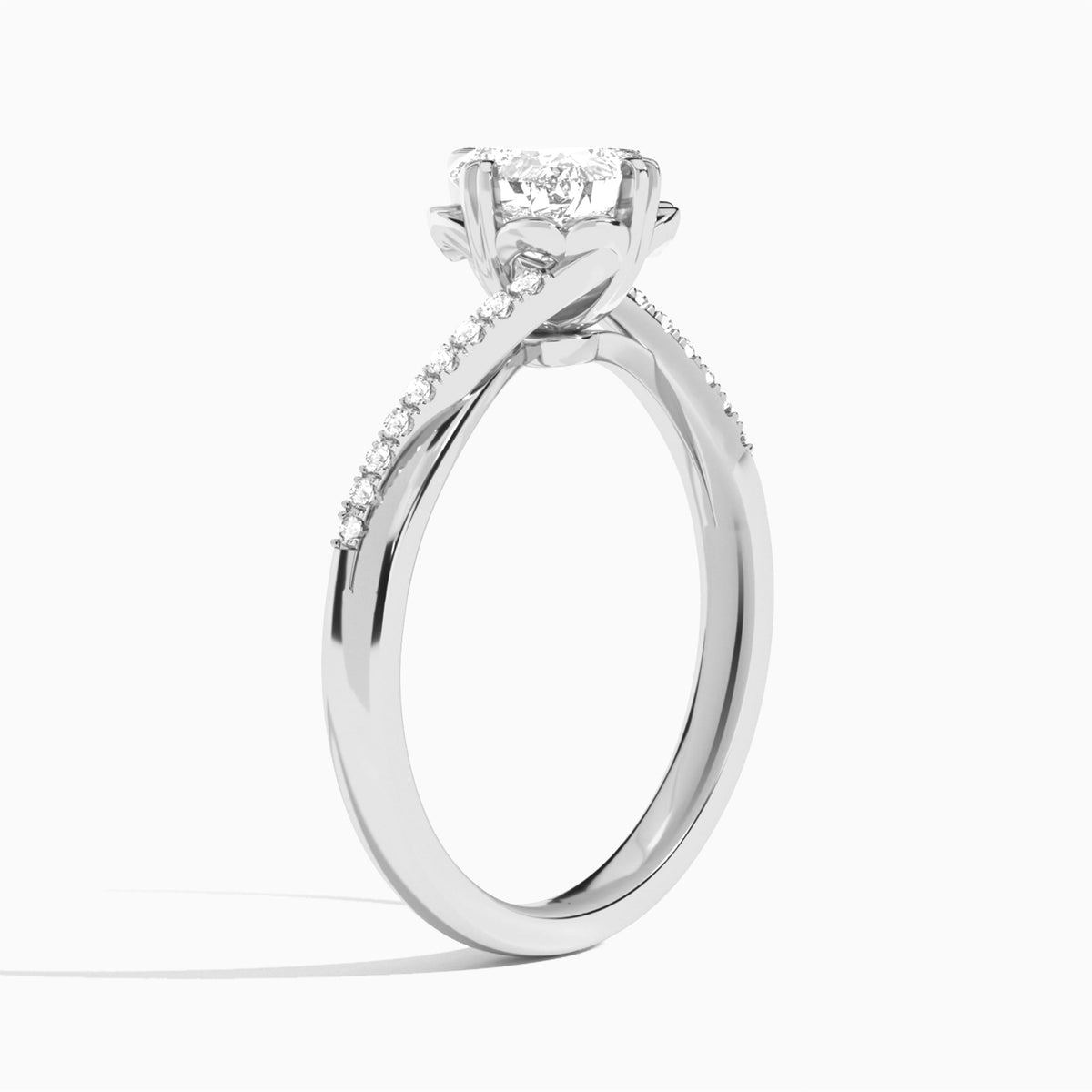 Cushion Norah Lab Grown Diamond Engagement Ring In 14K White Gold, Angle View