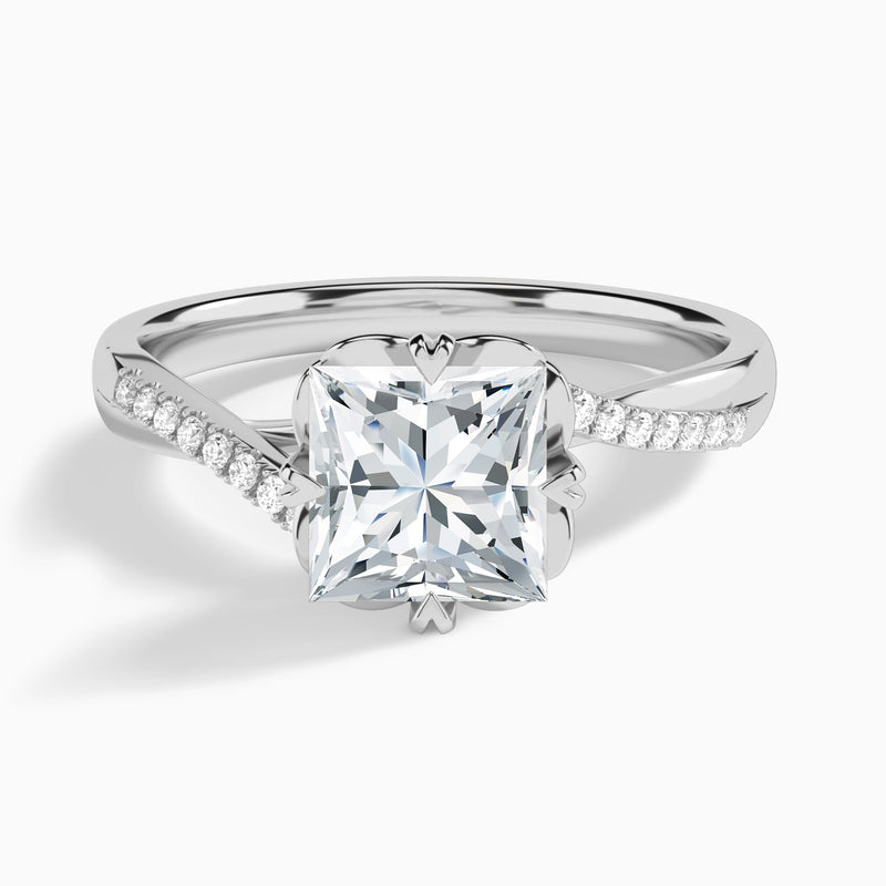 Princess Norah Lab Grown Diamond Engagement Ring In 18K White Gold - Lucenjuri