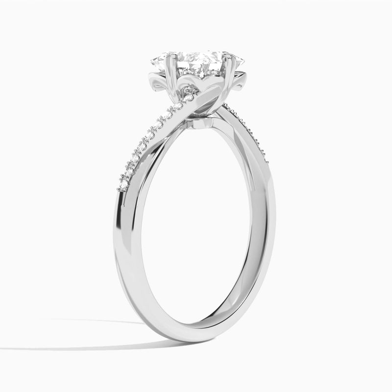 Princess Norah Lab Grown Diamond Engagement Ring In 14K White Gold, Angle View