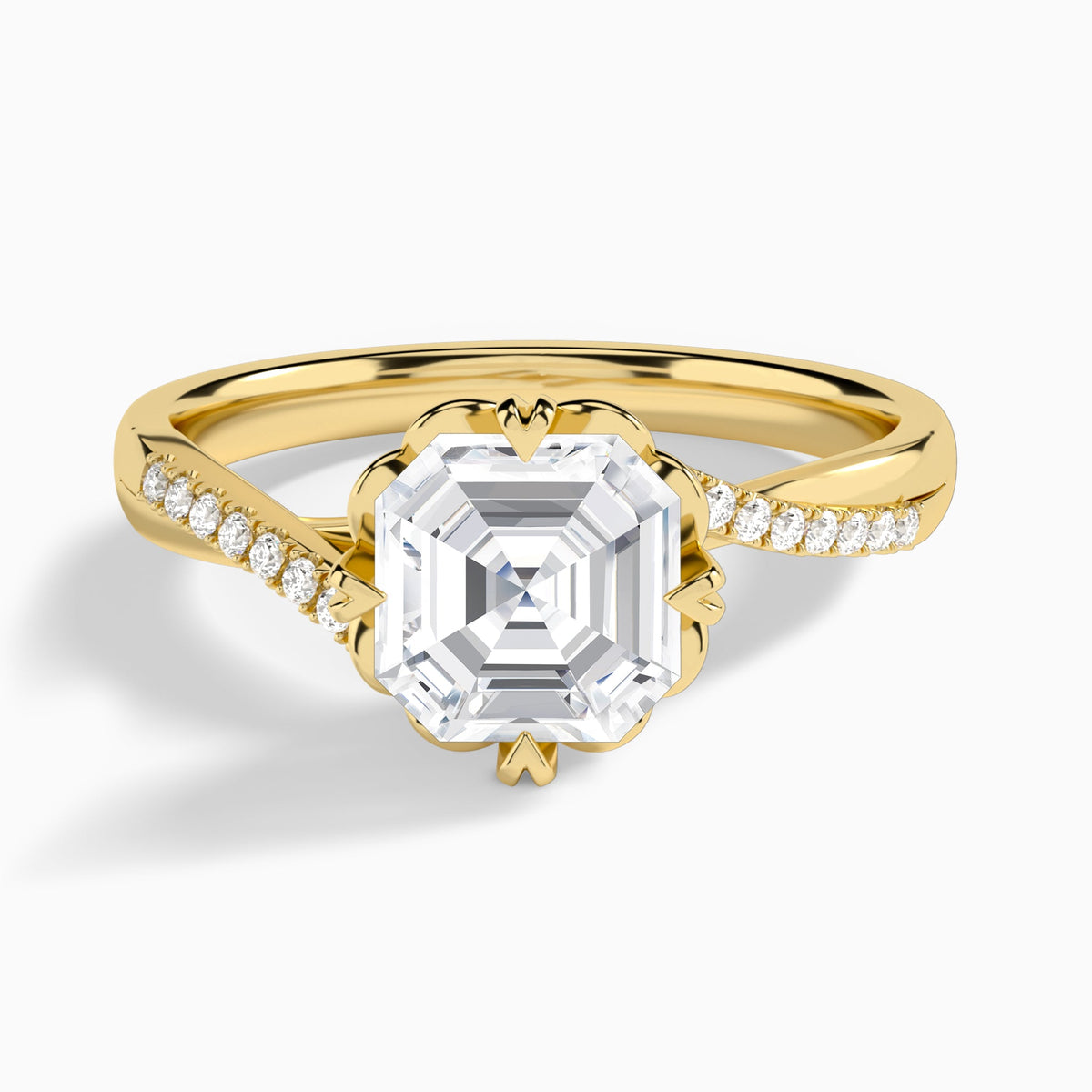 Asscher Norah Lab Grown Diamond Engagement Ring In 18K Yellow Gold - Lucenjuri