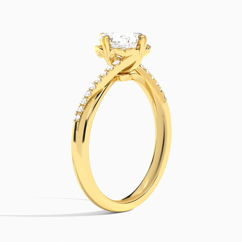 Asscher Norah Lab Grown Diamond Engagement Ring In 14K Yellow Gold, Angle View