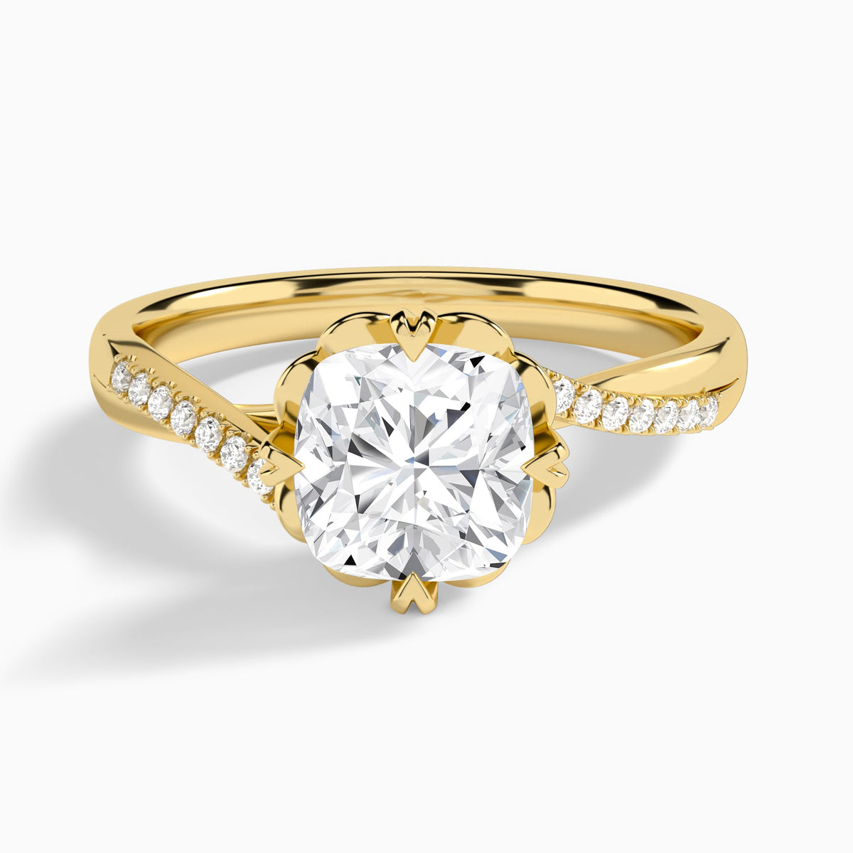 Cushion Norah Lab Grown Diamond Engagement Ring In 18K Yellow Gold - Lucenjuri