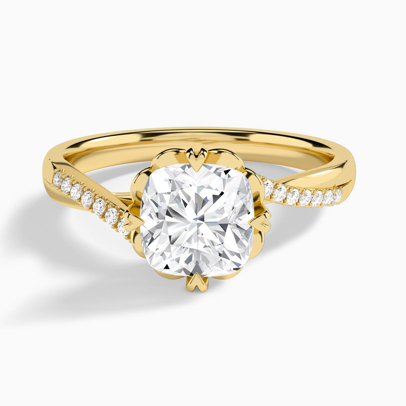 Cushion Norah Lab Grown Diamond Engagement Ring In 14K Yellow Gold - Lucenjuri