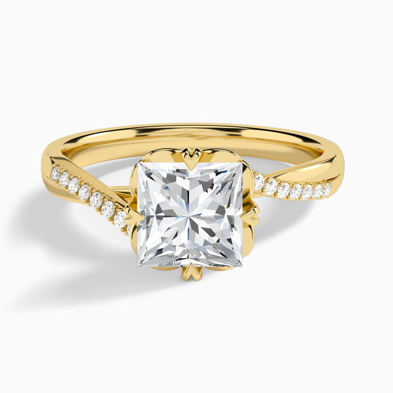 Princess Norah Lab Grown Diamond Engagement Ring In 14K Yellow Gold - Lucenjuri