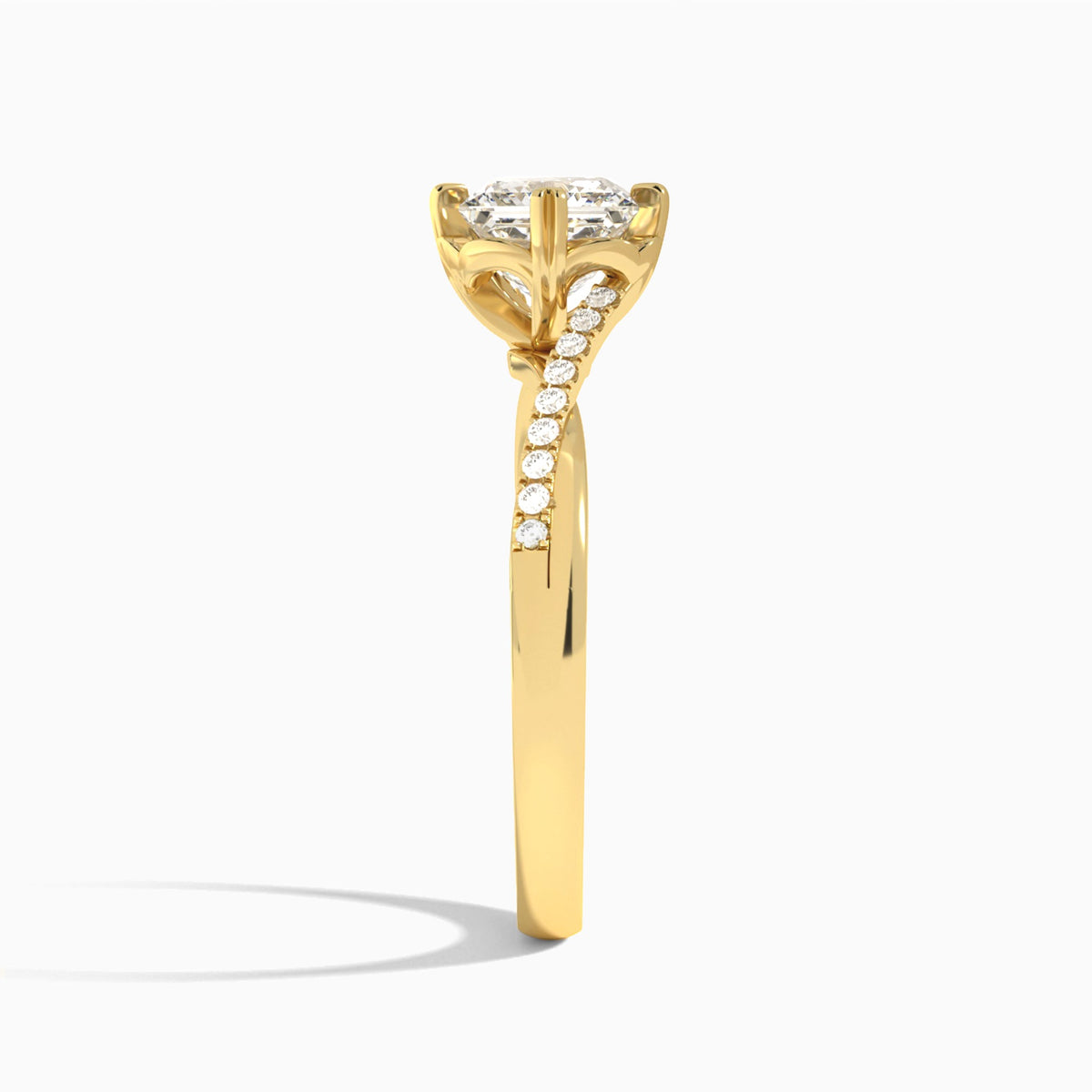 Princess Norah Lab Grown Diamond Engagement Ring In 18K Yellow Gold, Side View
