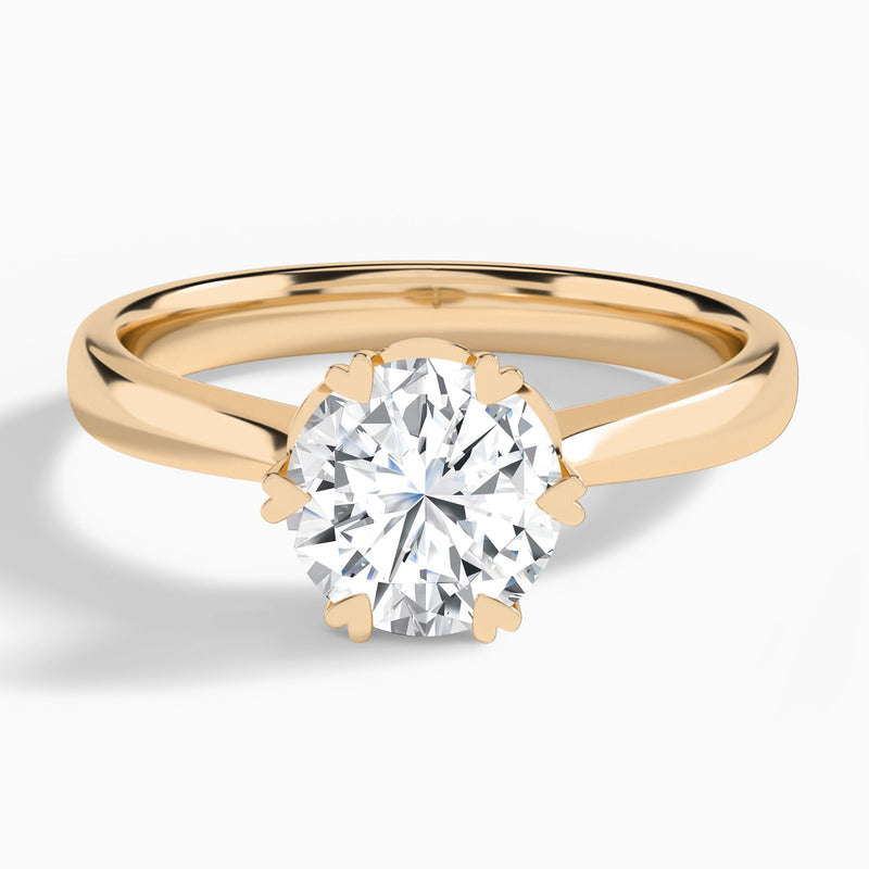 Round Six-Prong Lab Diamond Engagement Ring In 14K Rose Gold - Lucenjuri