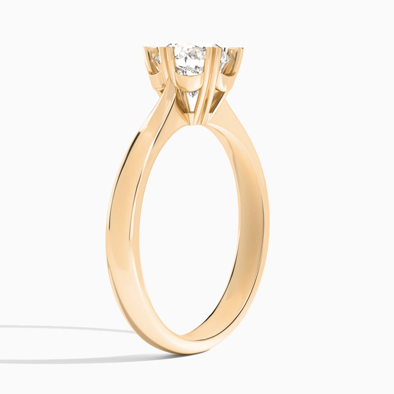 Round Six-Prong Lab Diamond Engagement Ring In 14K Rose Gold, Angle View