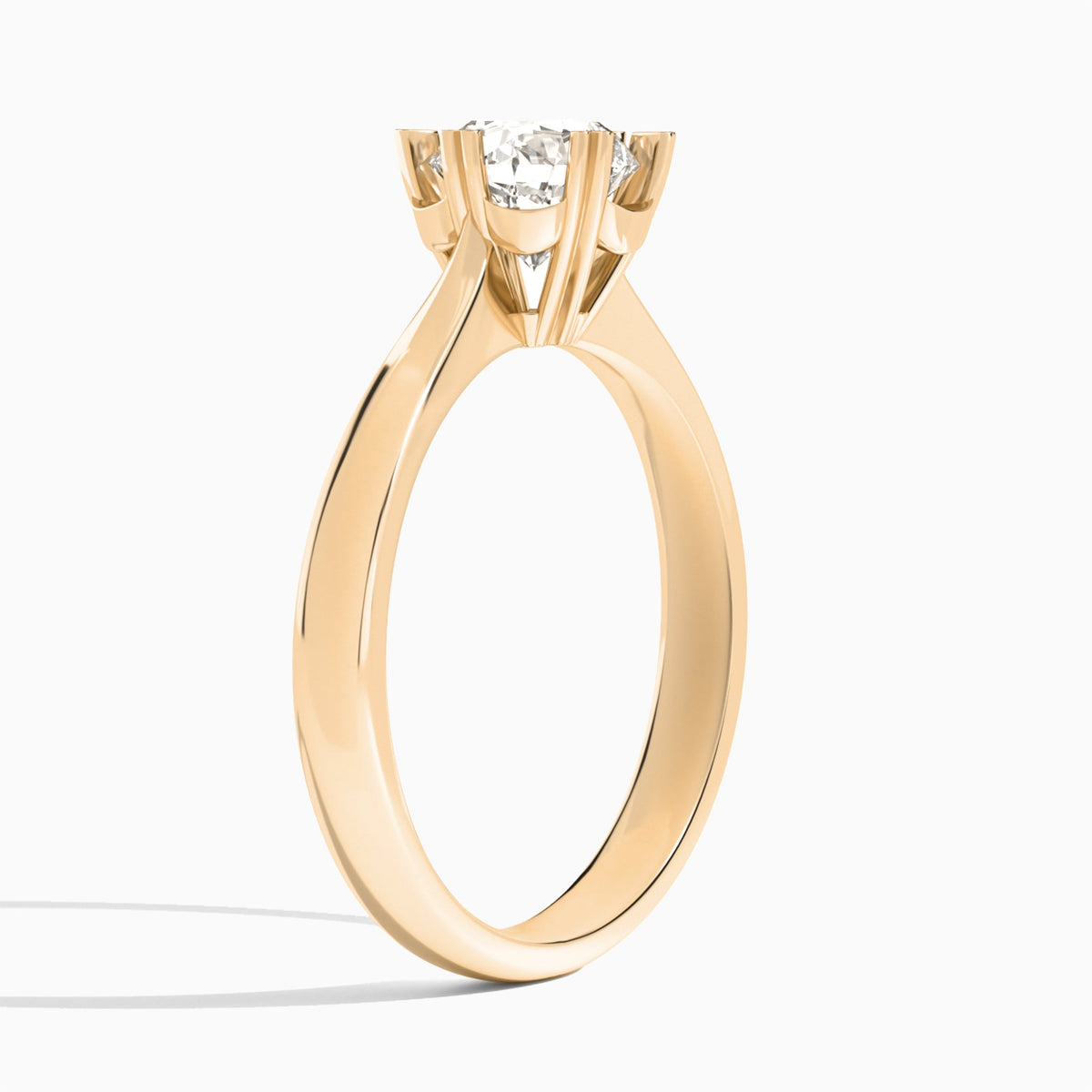 Round Six-Prong Lab Diamond Engagement Ring In 14K Rose Gold, Angle View