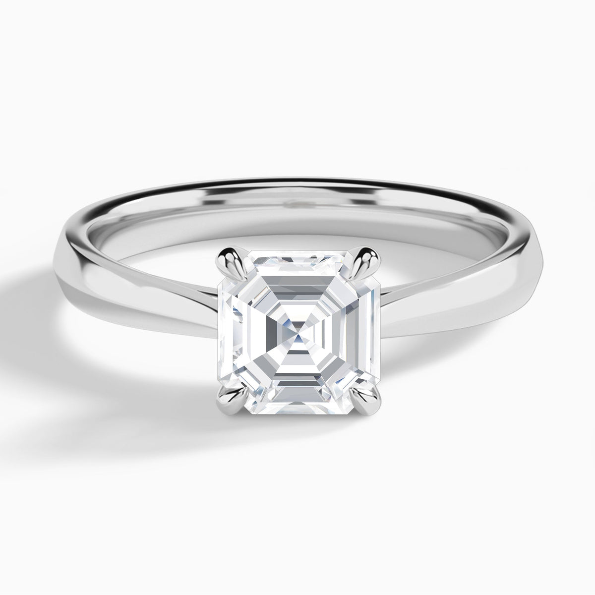 Asscher Knife Edge Lab Grown Diamond Engagement Ring In Platinum - Lucenjuri