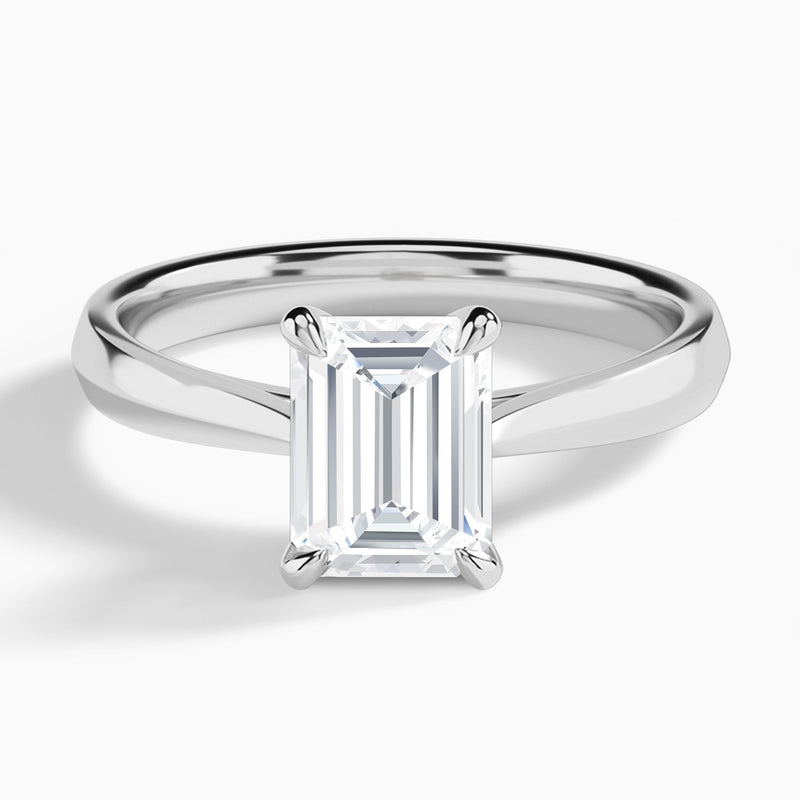 Emerald Knife Edge Lab Grown Diamond Engagement Ring In Platinum - Lucenjuri