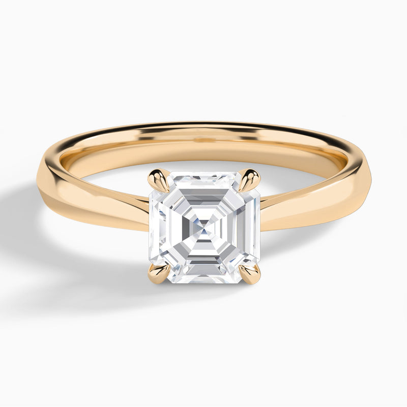 Asscher Knife Edge Lab Diamond Engagement Ring In 14K Rose Gold - Lucenjuri