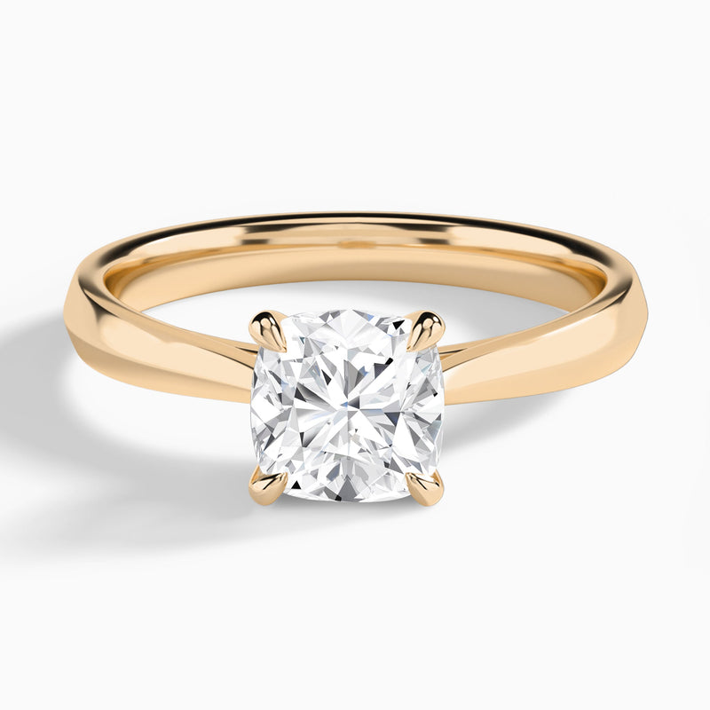 Cushion Knife Edge Lab Diamond Engagement Ring In 14K Rose Gold - Lucenjuri