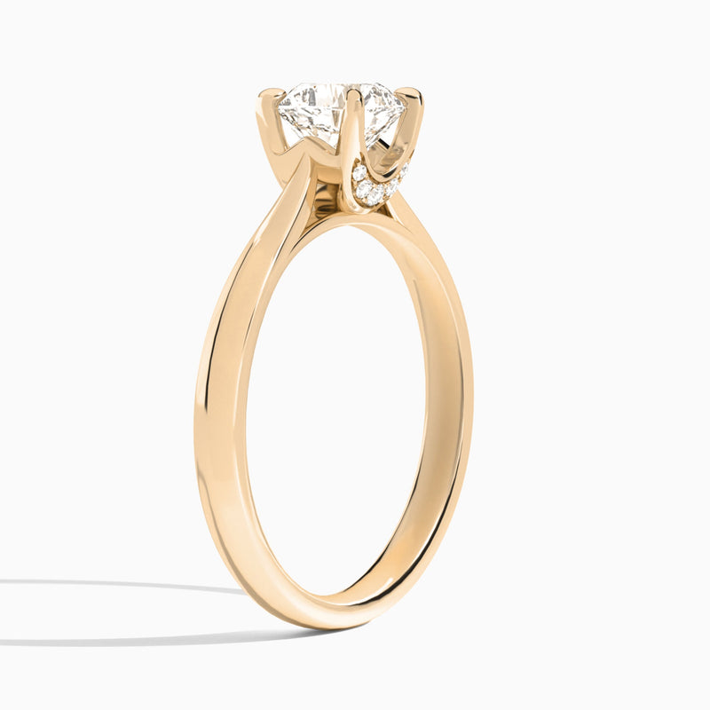 Cushion Knife Edge Lab Diamond Engagement Ring In 14K Rose Gold, Angle View