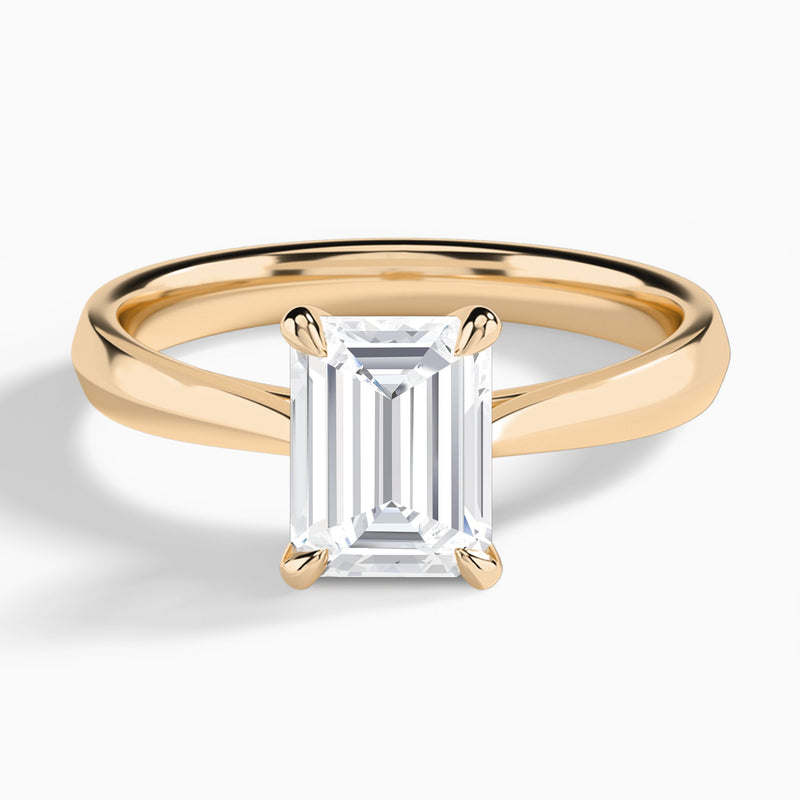Emerald Knife Edge Lab Diamond Engagement Ring In 14K Rose Gold - Lucenjuri