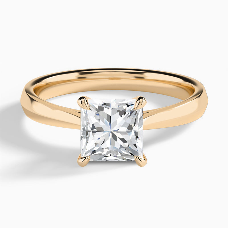 Princess Knife Edge Lab Diamond Engagement Ring In 14K Rose Gold - Lucenjuri