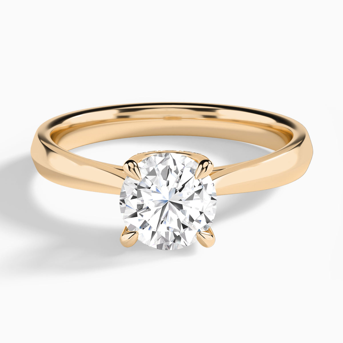 Round Knife Edge Lab Diamond Engagement Ring In 14K Rose Gold - Lucenjuri