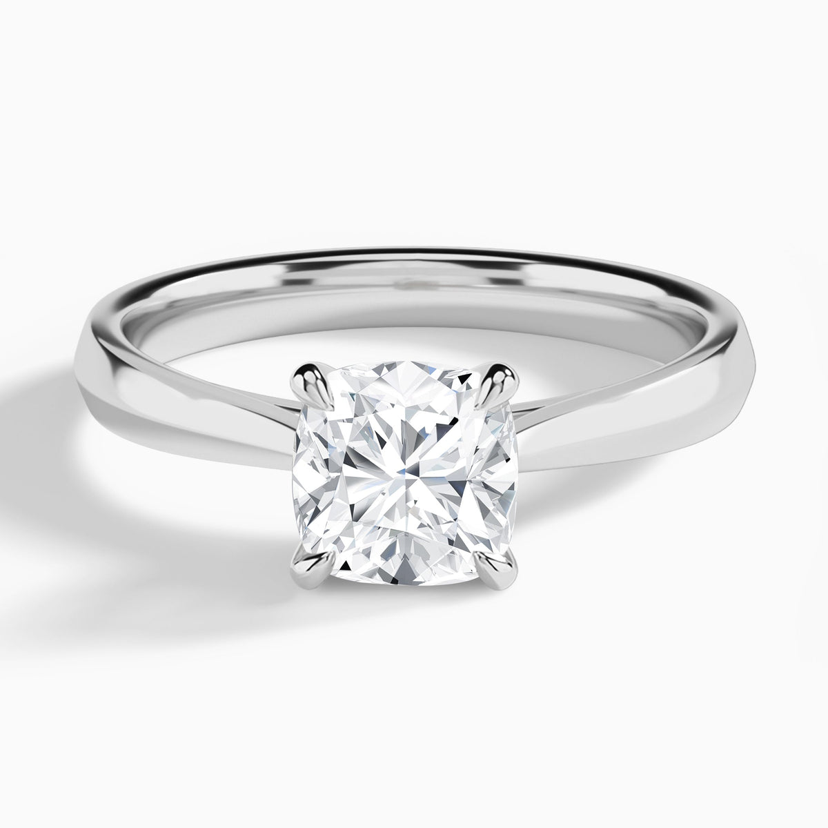 Cushion Knife Edge Lab Diamond Engagement Ring In 14K White Gold - Lucenjuri