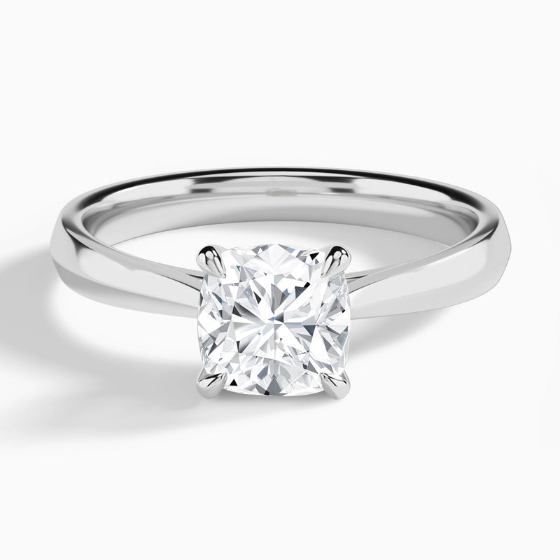 Cushion Knife Edge Lab Diamond Engagement Ring In 18K White Gold - Lucenjuri