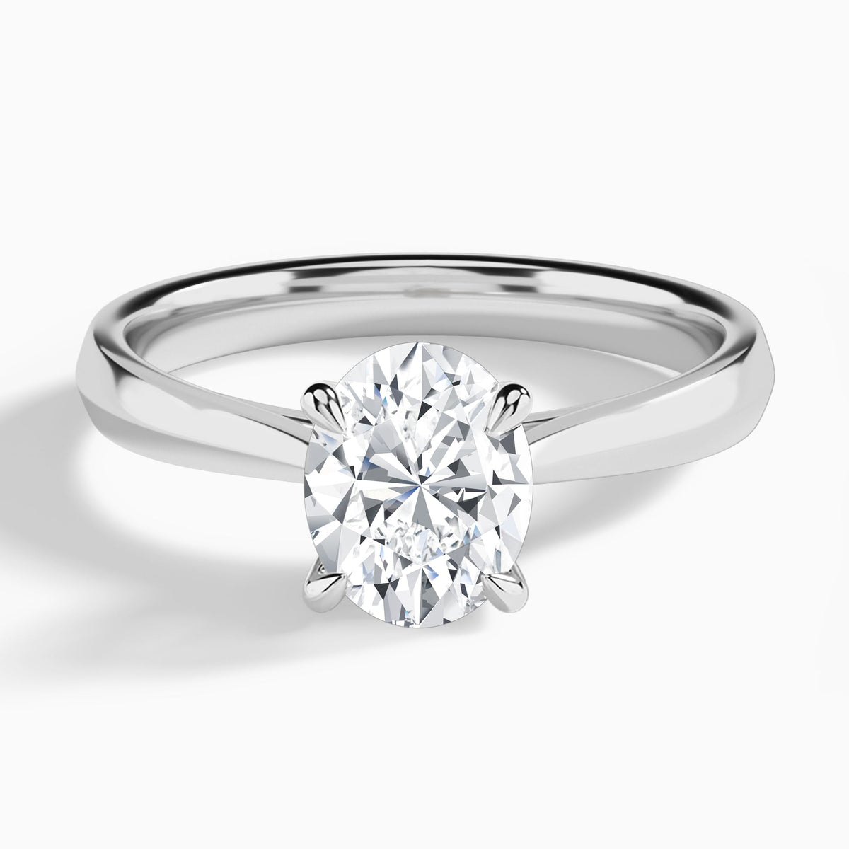 Oval Knife Edge Lab Diamond Engagement Ring In 18K White Gold - Lucenjuri