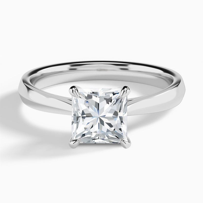 Princess Knife Edge Lab Diamond Engagement Ring In 14K White Gold - Lucenjuri