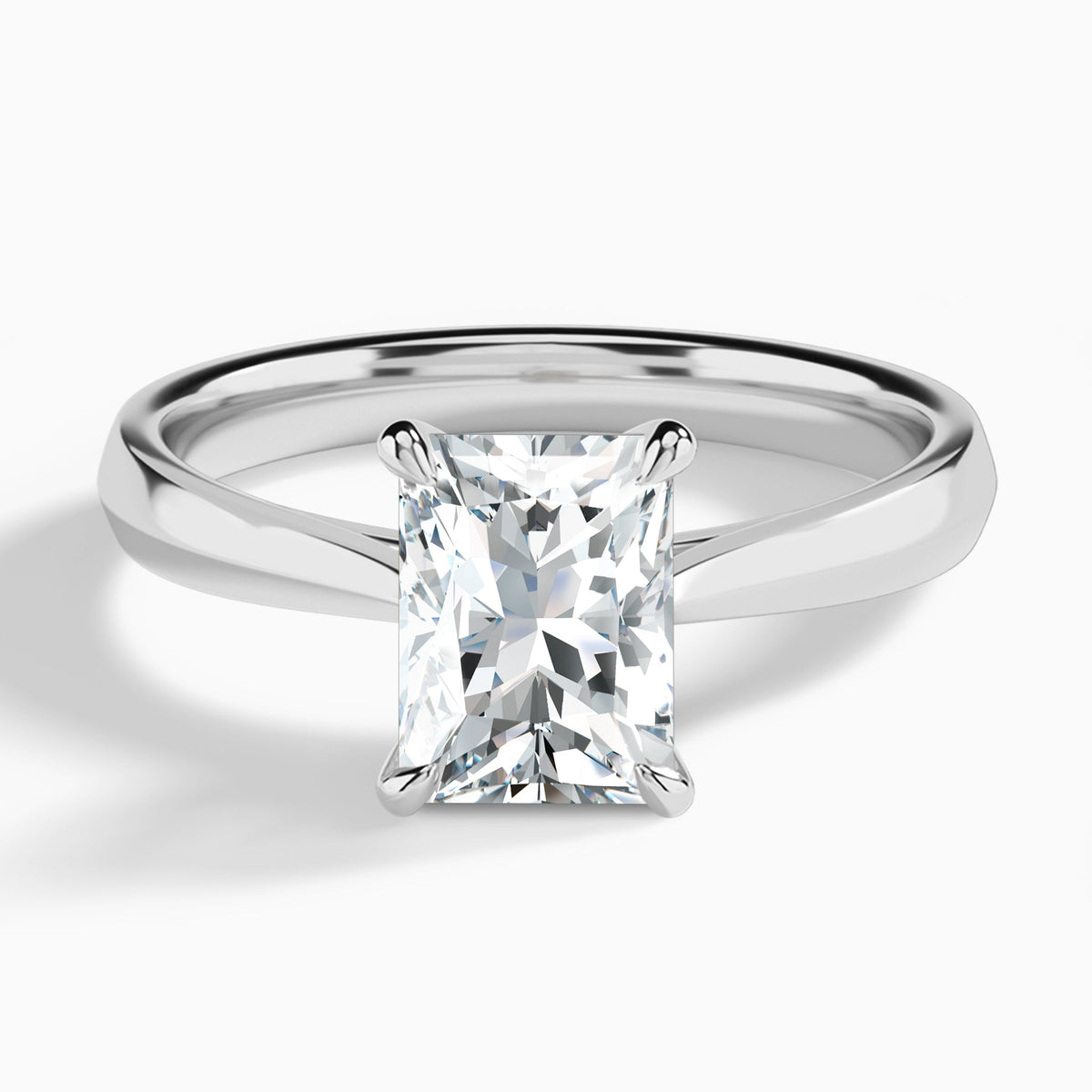 Radiant Knife Edge Lab Diamond Engagement Ring In 18K White Gold - Lucenjuri