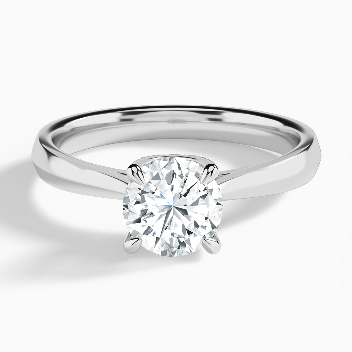 Round Knife Edge Lab Diamond Engagement Ring In 18K White Gold - Lucenjuri