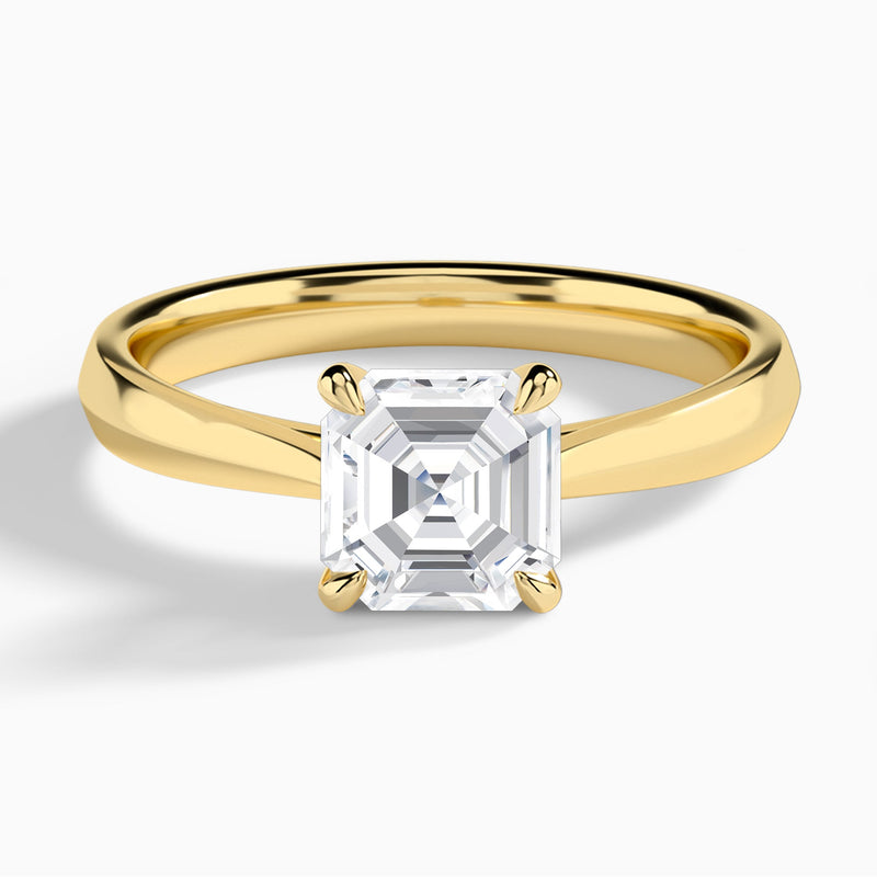 Asscher Knife Edge Lab Diamond Engagement Ring In 14K Yellow Gold - Lucenjuri