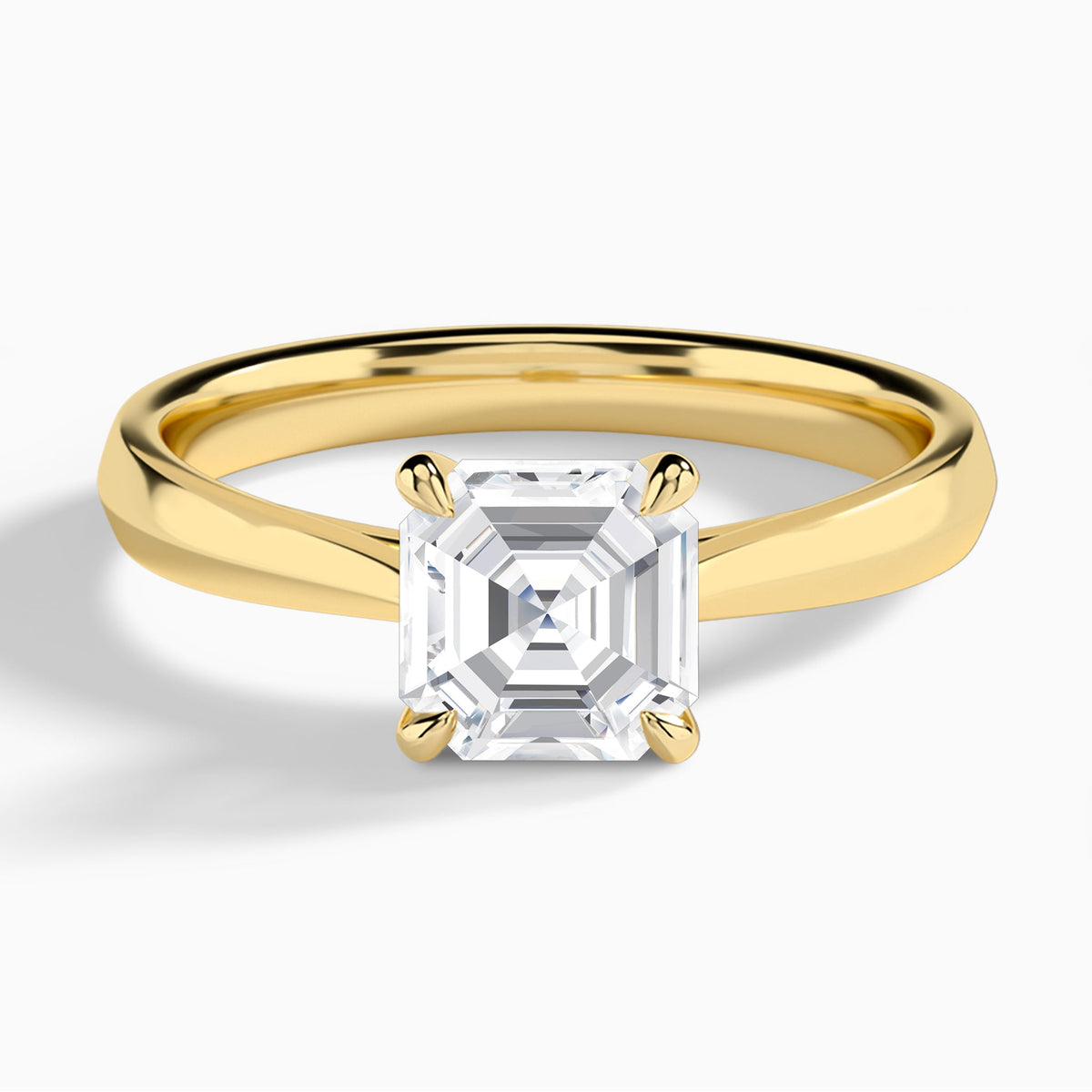 Asscher Knife Edge Lab Diamond Engagement Ring In 14K Yellow Gold - Lucenjuri