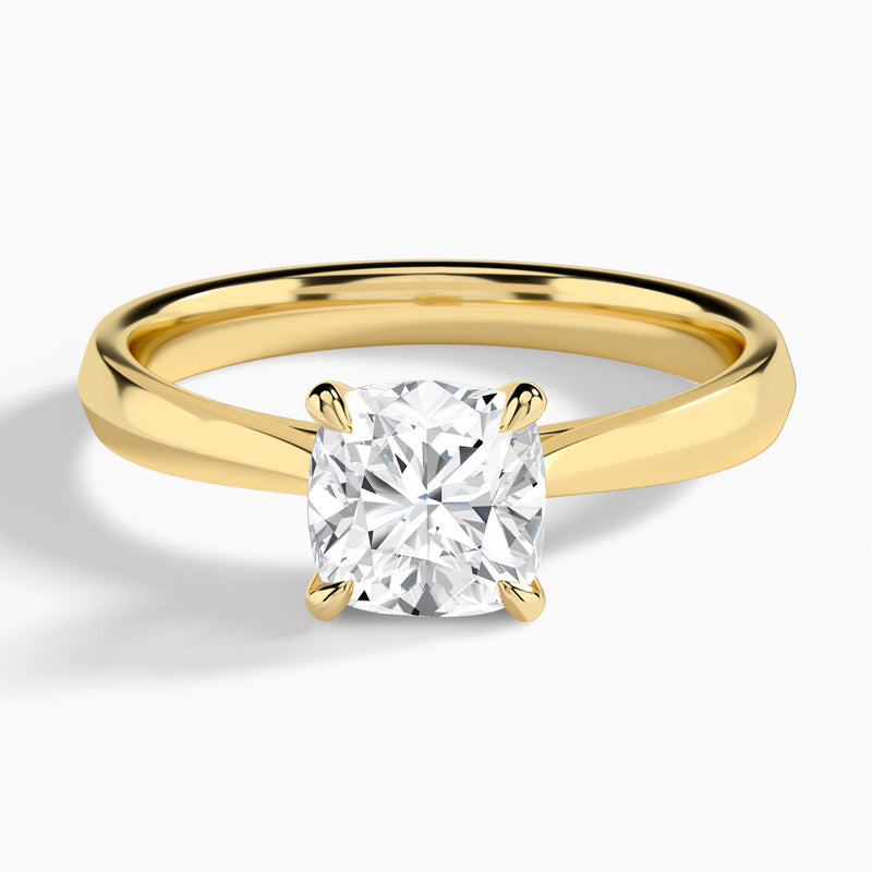 Cushion Knife Edge Lab Diamond Engagement Ring In 18K Yellow Gold - Lucenjuri