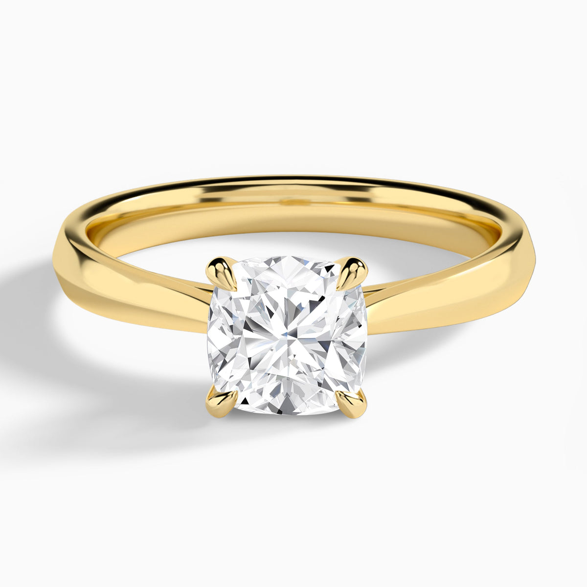 Cushion Knife Edge Lab Diamond Engagement Ring In 18K Yellow Gold - Lucenjuri