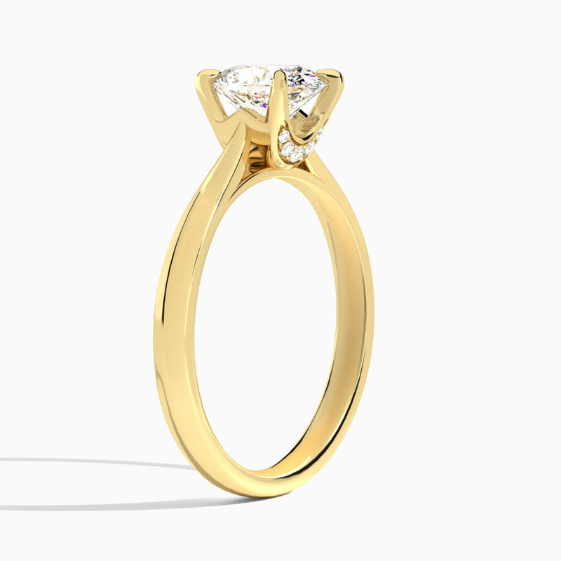 Oval Knife Edge Lab Diamond Engagement Ring In 14K Yellow Gold, Angle View