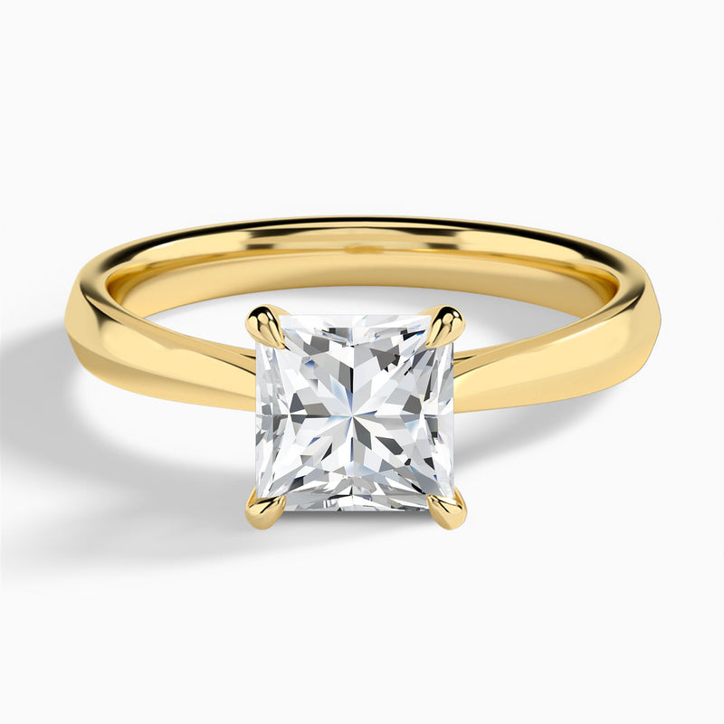Princess Knife Edge Lab Diamond Engagement Ring In 18K Yellow Gold - Lucenjuri
