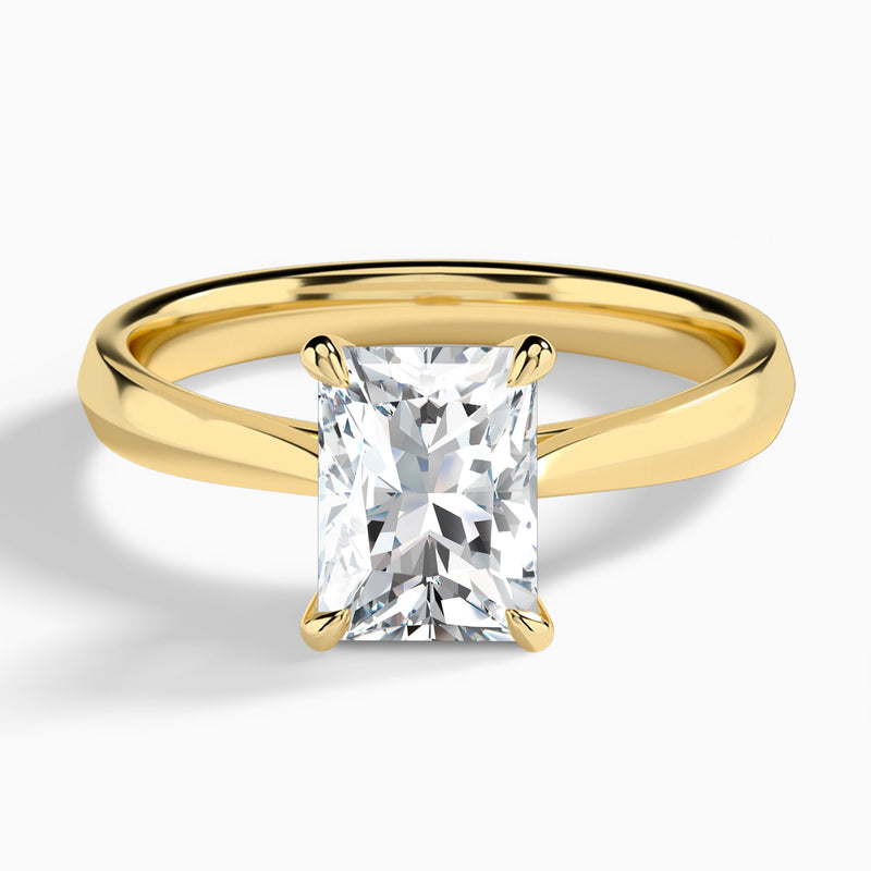 Radiant Knife Edge Lab Diamond Engagement Ring In 18K Yellow Gold - Lucenjuri