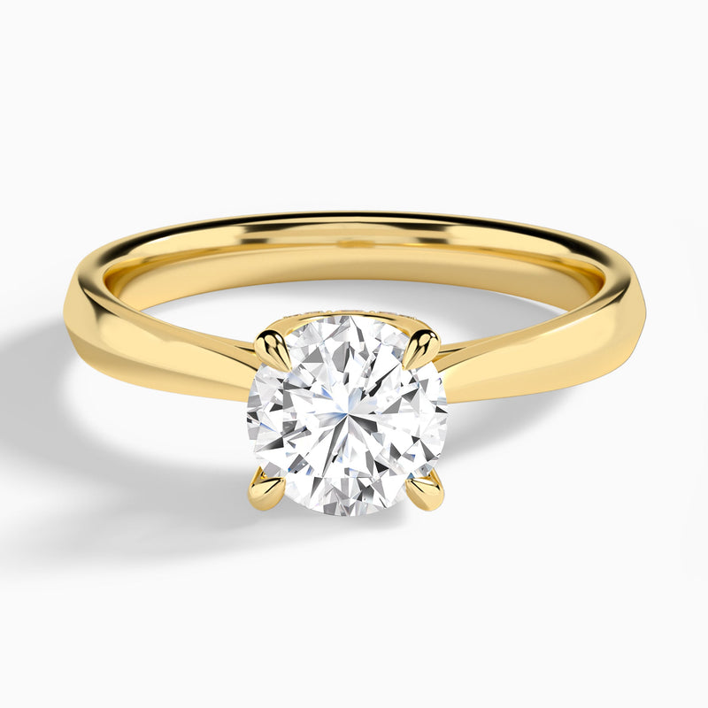 Round Knife Edge Lab Diamond Engagement Ring In 18K Yellow Gold - Lucenjuri