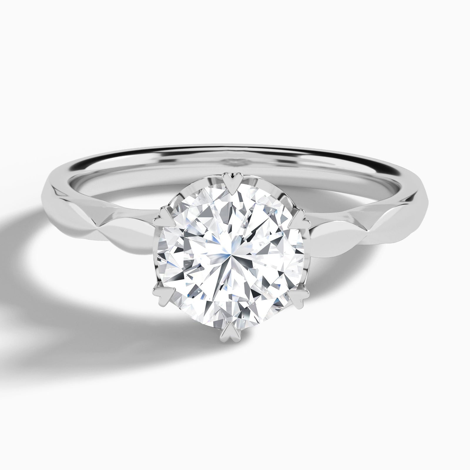 Classic Faceted Six-Prong Diamond Engagement Ring