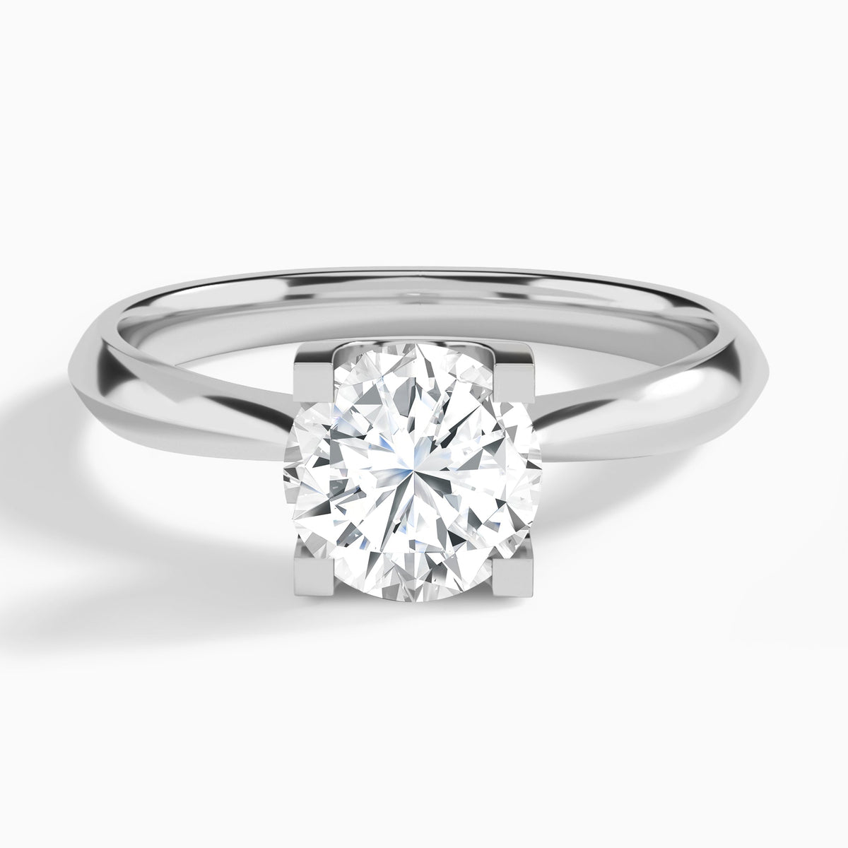 Round Four-Prong Knife Edge Lab Diamond Engagement Ring In Platinum - Lucenjuri