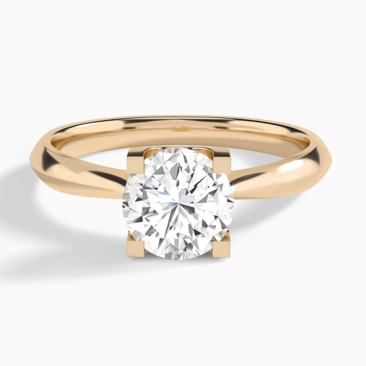 Round Four-Prong Knife Edge Lab Diamond Engagement Ring In 14K Rose Gold - Lucenjuri