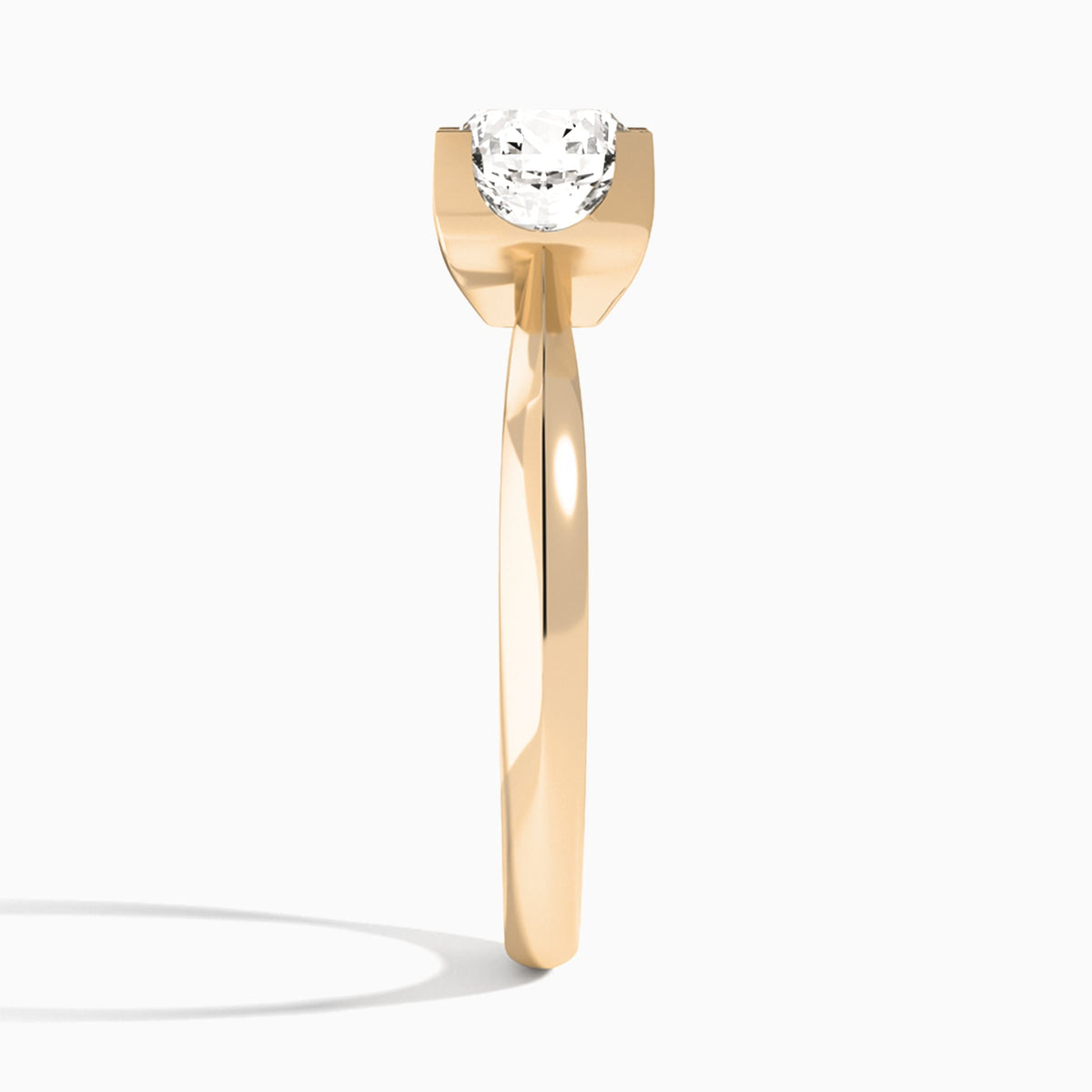 Round Four-Prong Knife Edge Lab Diamond Engagement Ring In 14K Rose Gold, Side View