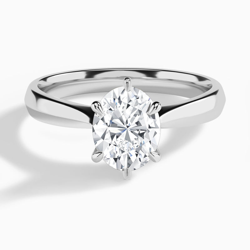 Oval Knife Edge Six-Prong Lab Diamond Engagement Ring In Platinum - Lucenjuri