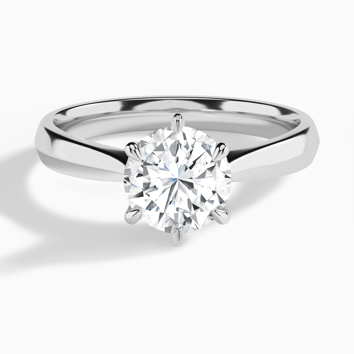 Round Knife Edge Six-Prong Lab Diamond Engagement Ring In Platinum - Lucenjuri