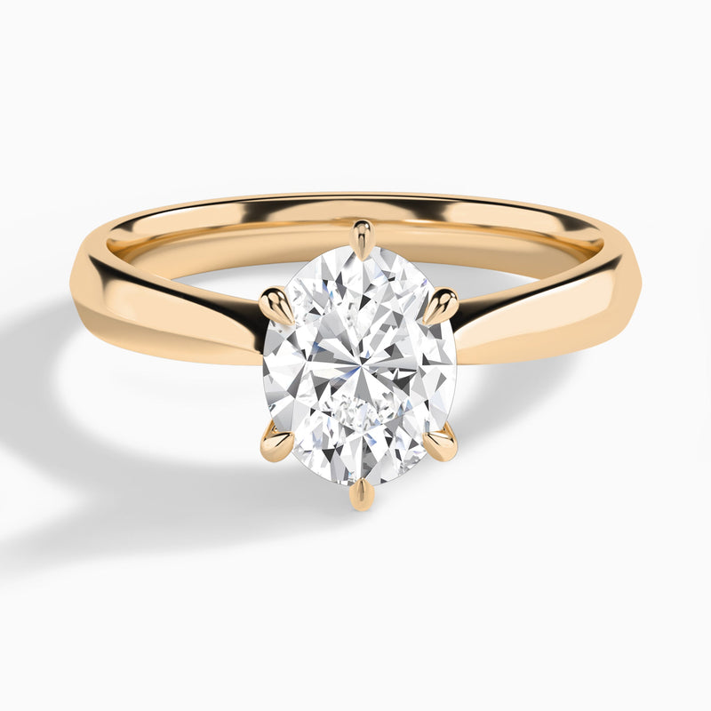 Oval Knife Edge Six-Prong Lab Diamond Engagement Ring In 14K Rose Gold - Lucenjuri
