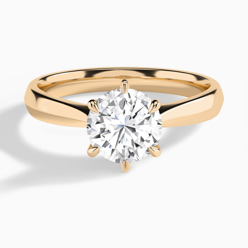 Round Knife Edge Six-Prong Lab Diamond Engagement Ring In 14K Rose Gold - Lucenjuri